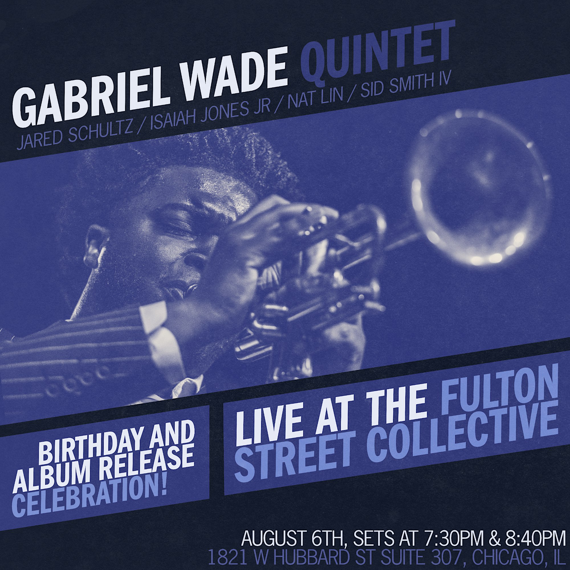 GABRIEL WADE QUINTET Birthday & Album Release Performance at FSC artwork from Fulton Street Collective